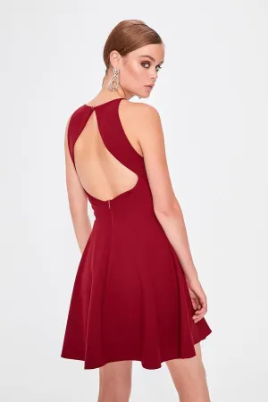 11609 Red Cutout Back Skater Dress