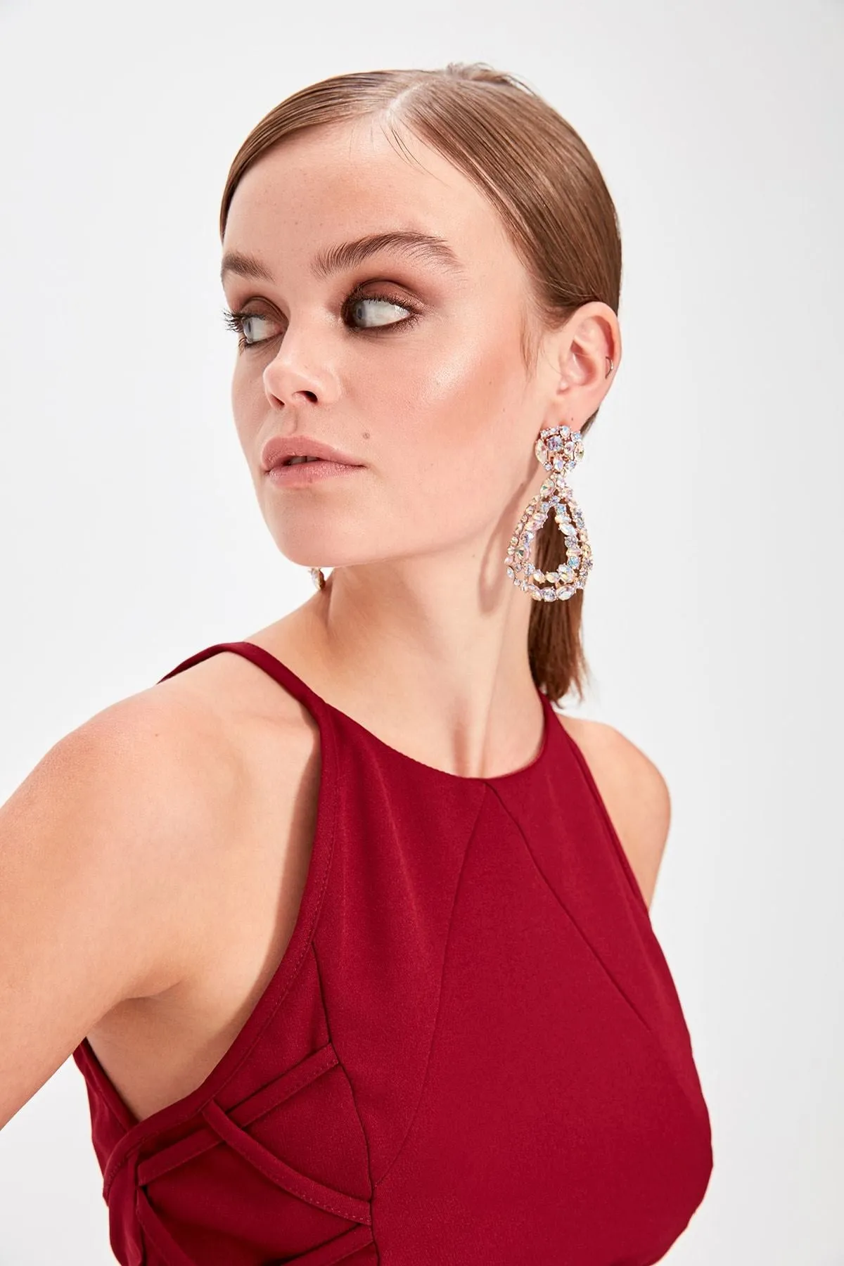 11609 Red Cutout Back Skater Dress