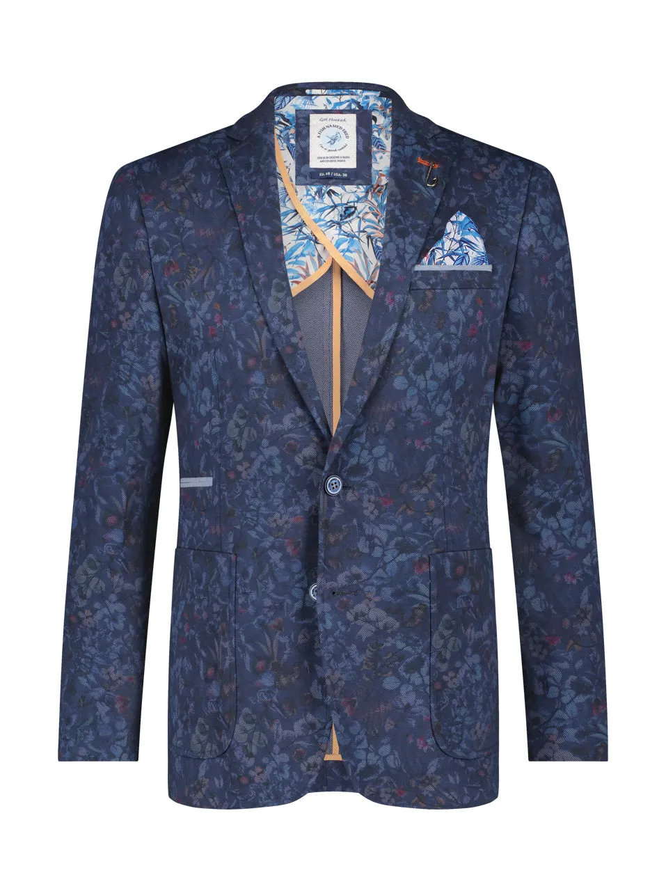 A Fish Named Fred - Pique Floral Blazer in Navy
