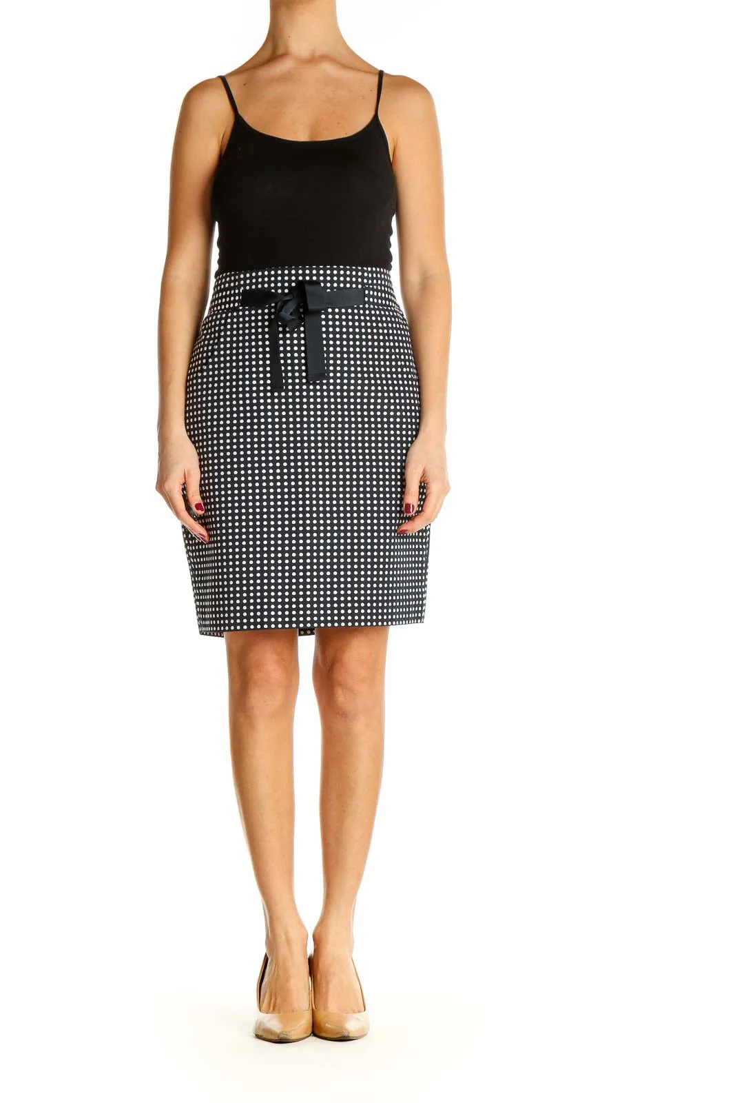 Black Printed Casual Pencil Skirt
