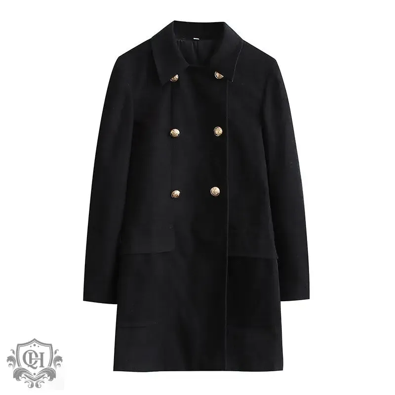 Buttoned Double Breasted Coat