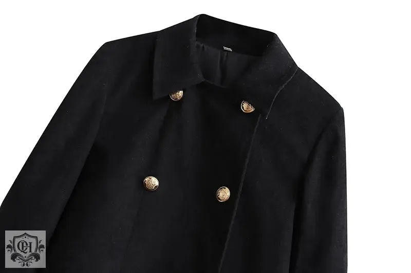 Buttoned Double Breasted Coat