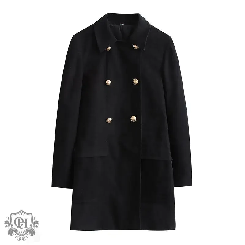 Buttoned Double Breasted Coat