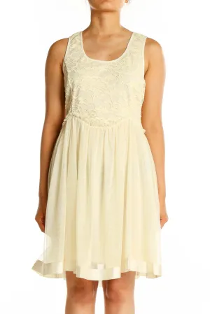 Cream Lace Bodice Sleeveless Dress