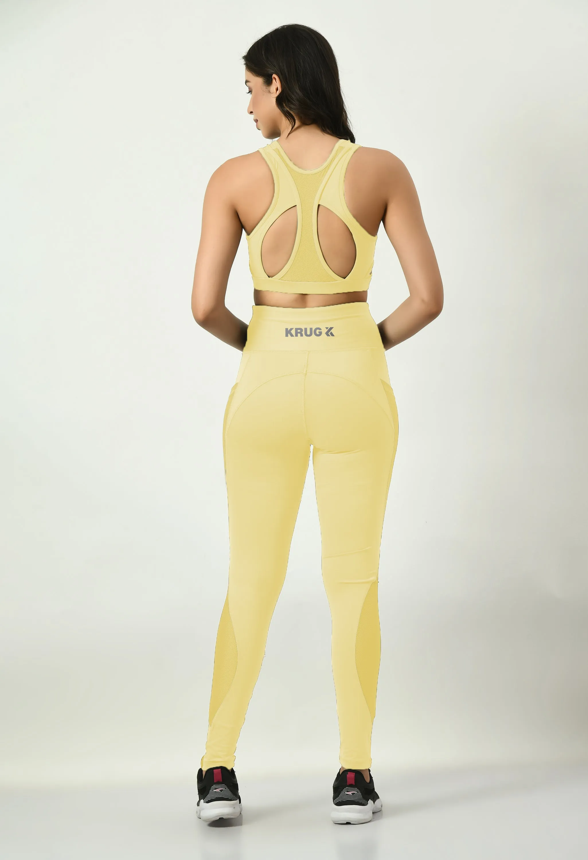 Dandelion Yellow Sports Bra & Leggings Co-Ord Set For Women