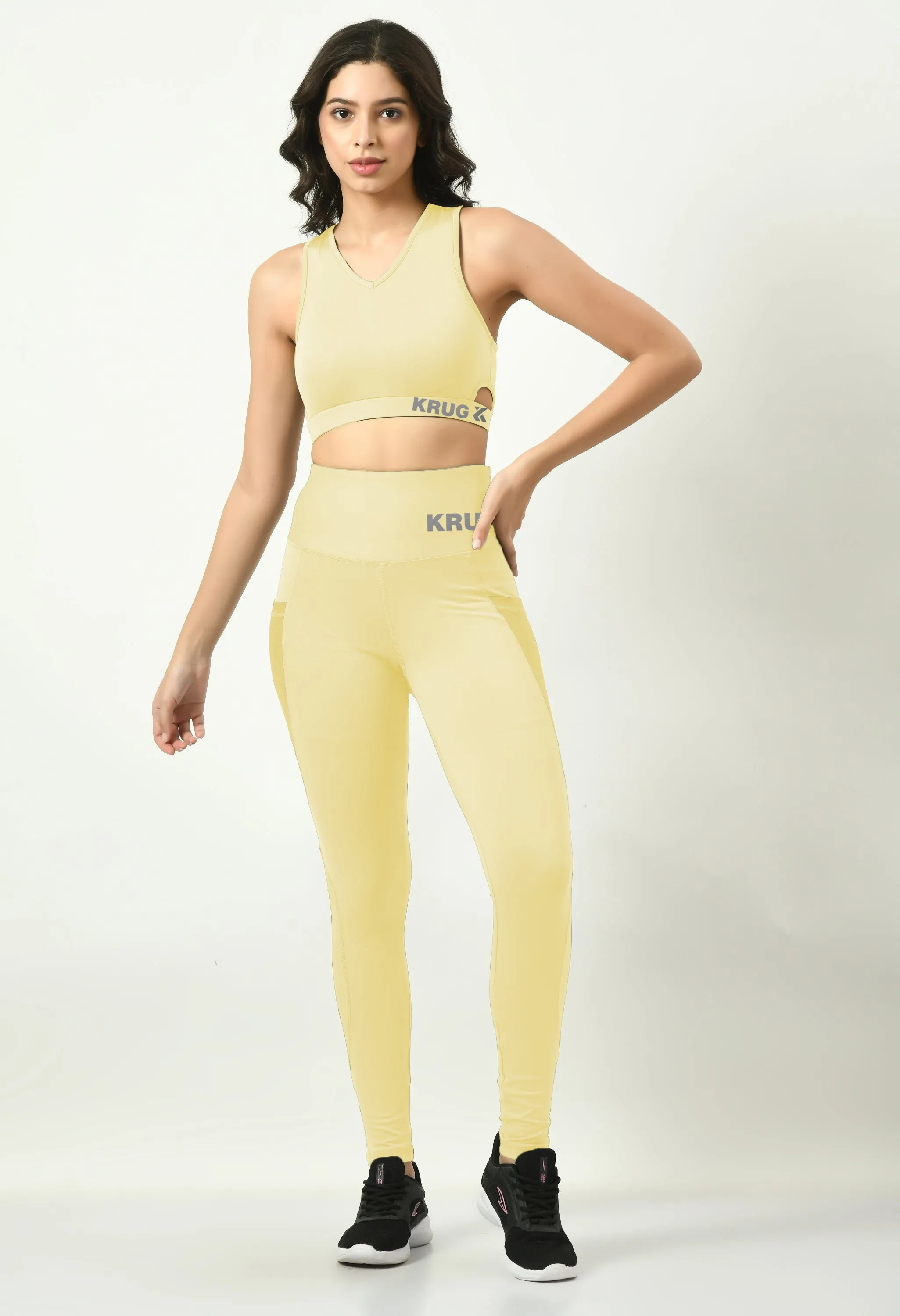 Dandelion Yellow Sports Bra & Leggings Co-Ord Set For Women