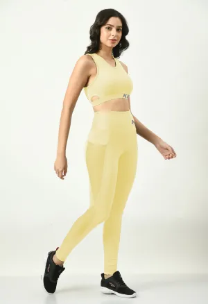 Dandelion Yellow Sports Bra & Leggings Co-Ord Set For Women