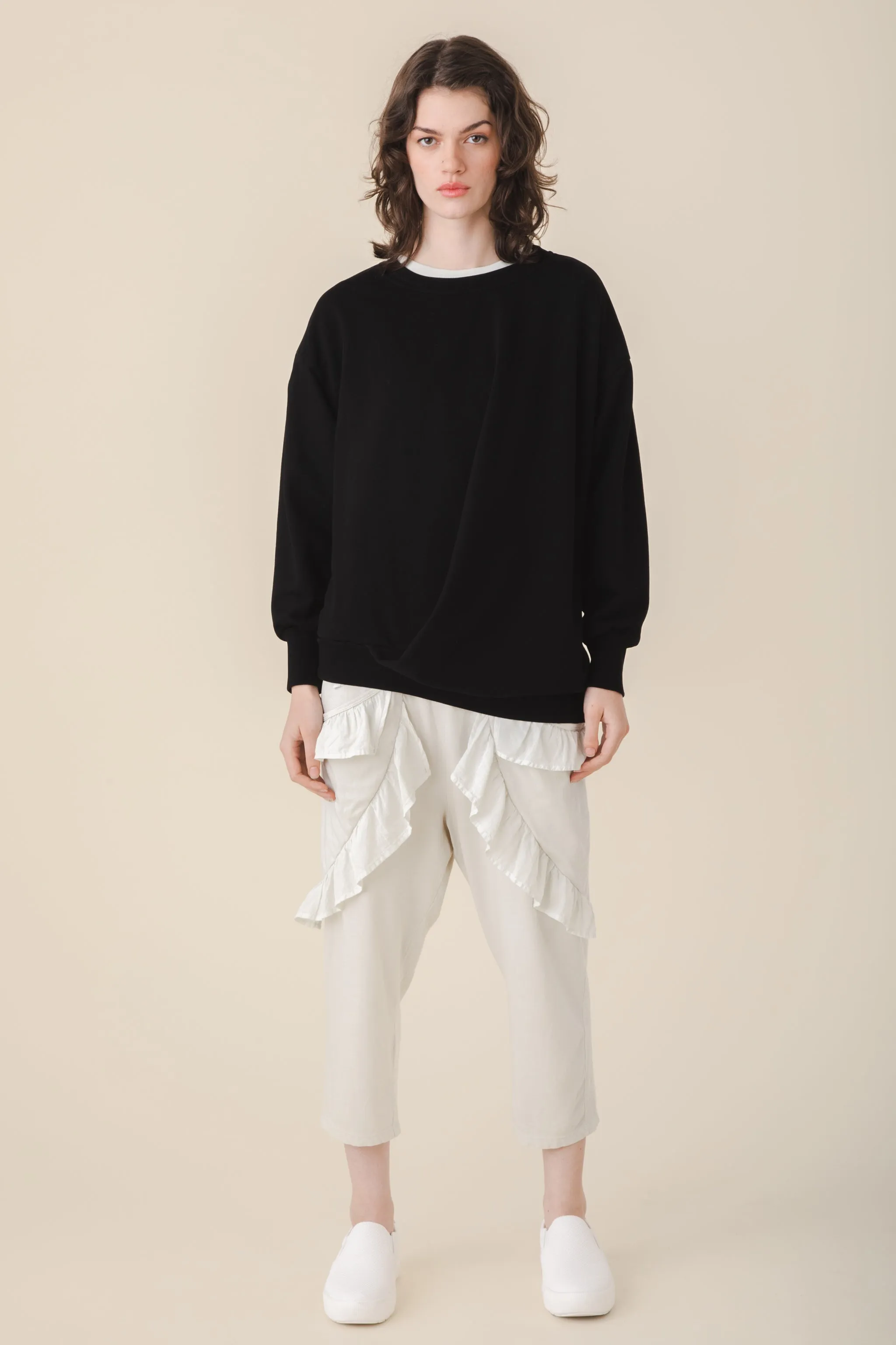Draped Sweatshirt in Black