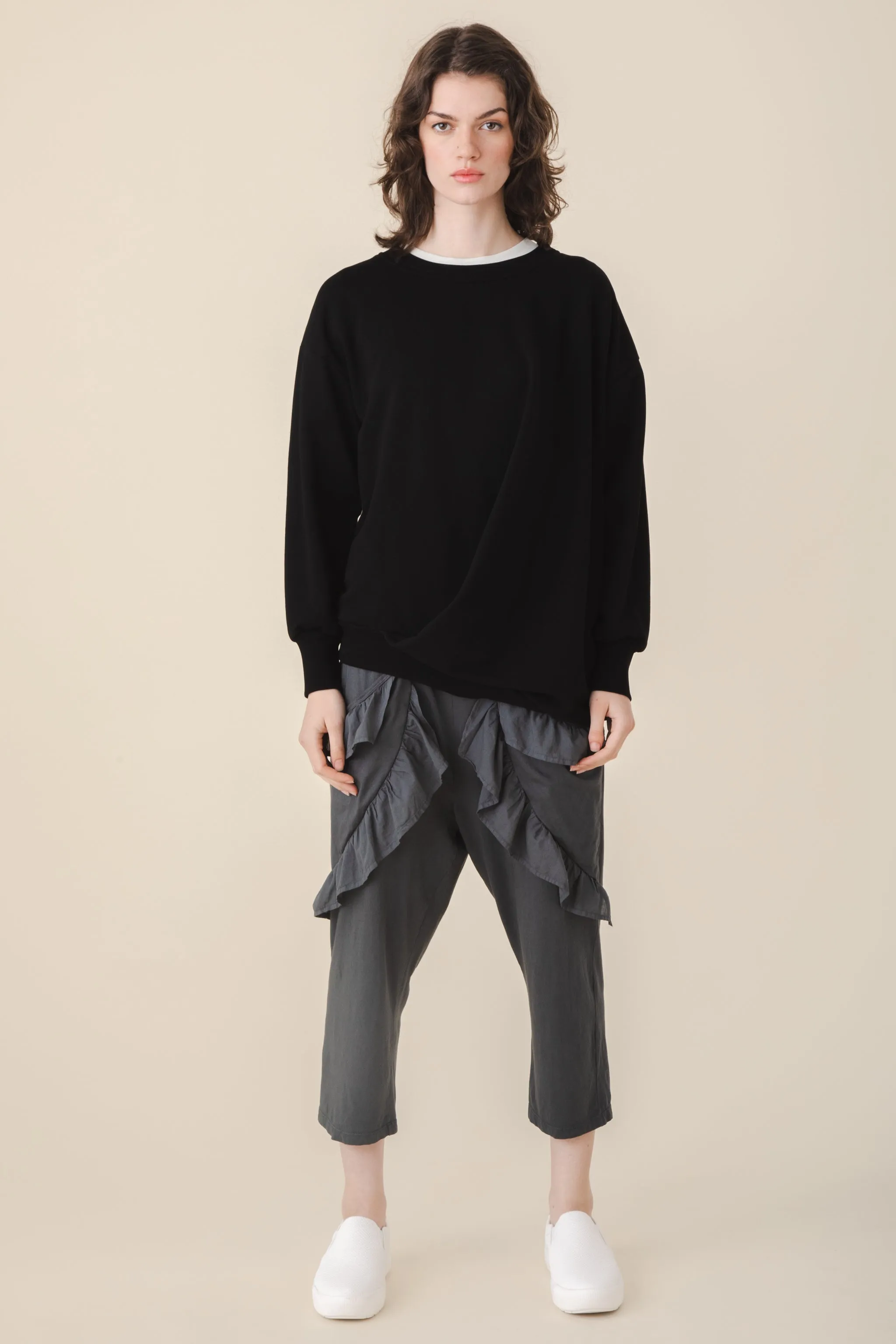Draped Sweatshirt in Black