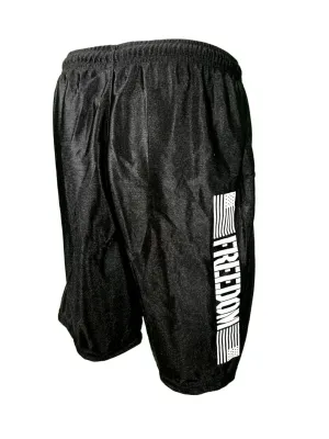 FREEDOM Black Athletic Gym Shorts - High-Performance Workout Gear for Fitness Enthusiasts