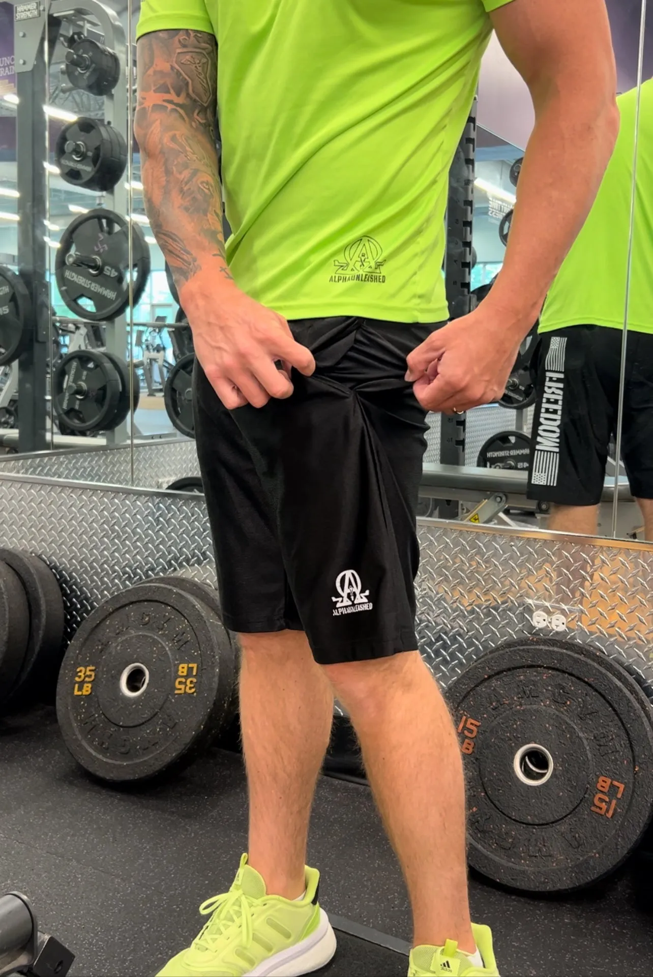FREEDOM Black Athletic Gym Shorts - High-Performance Workout Gear for Fitness Enthusiasts