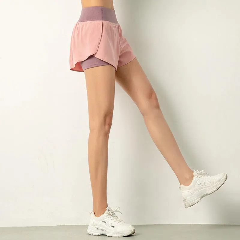 Ladies' Fitness Running shorts with side pockets, breezy, quick-dry yoga shorts for ladies, and fitness sportwear with double pockets
