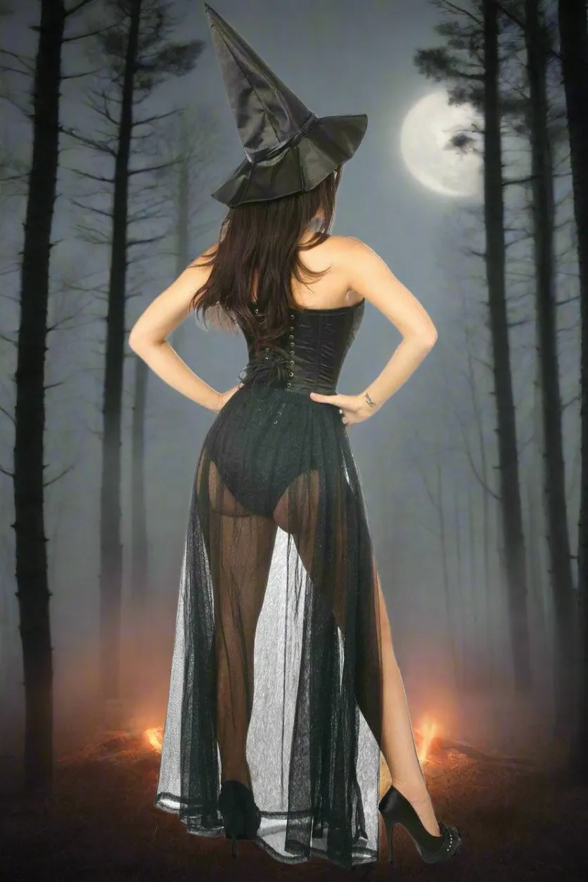 Lavish 3 Piece Evil Witch Corset Costume in Size S, M, L, XL, 2X, 3X, 4X, 5X, or 6X