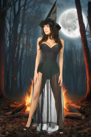 Lavish 3 Piece Evil Witch Corset Costume in Size S, M, L, XL, 2X, 3X, 4X, 5X, or 6X
