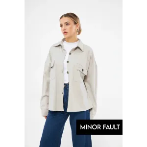 (Minor Fault) Beige Oversized Shacket