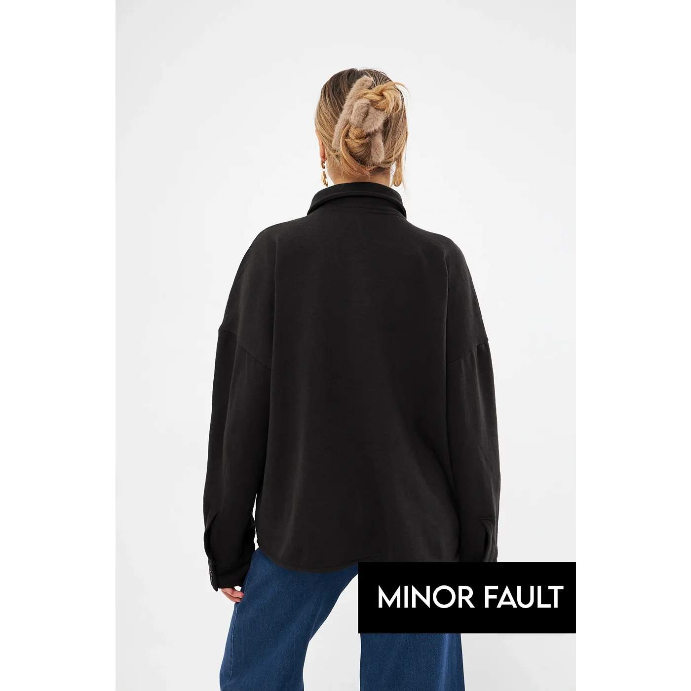 (Minor Fault) Black Oversized Button Down Shacket