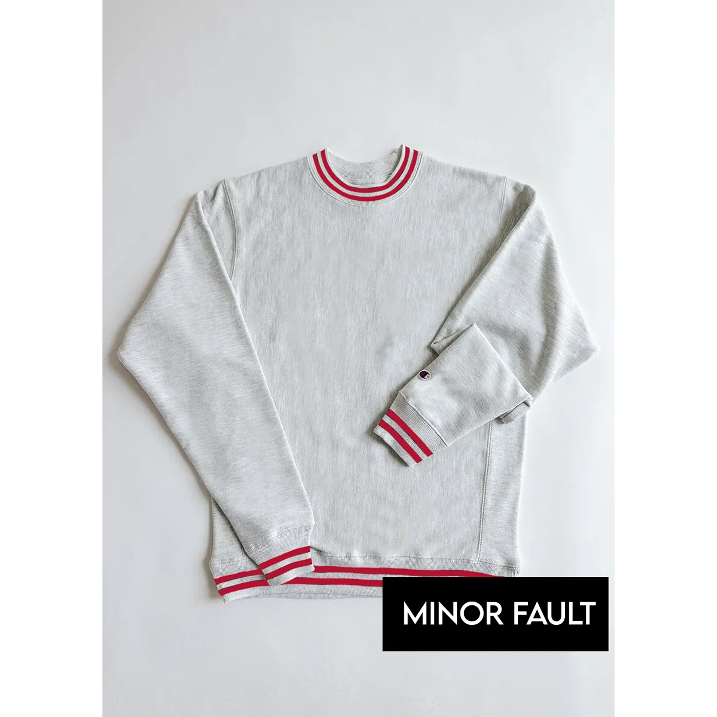 (Minor Fault) Grey Reverse Weave Red Stripe Sweatshirt