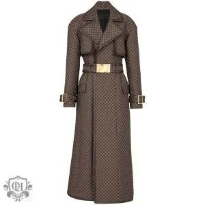 Patterned Long Trench Coat