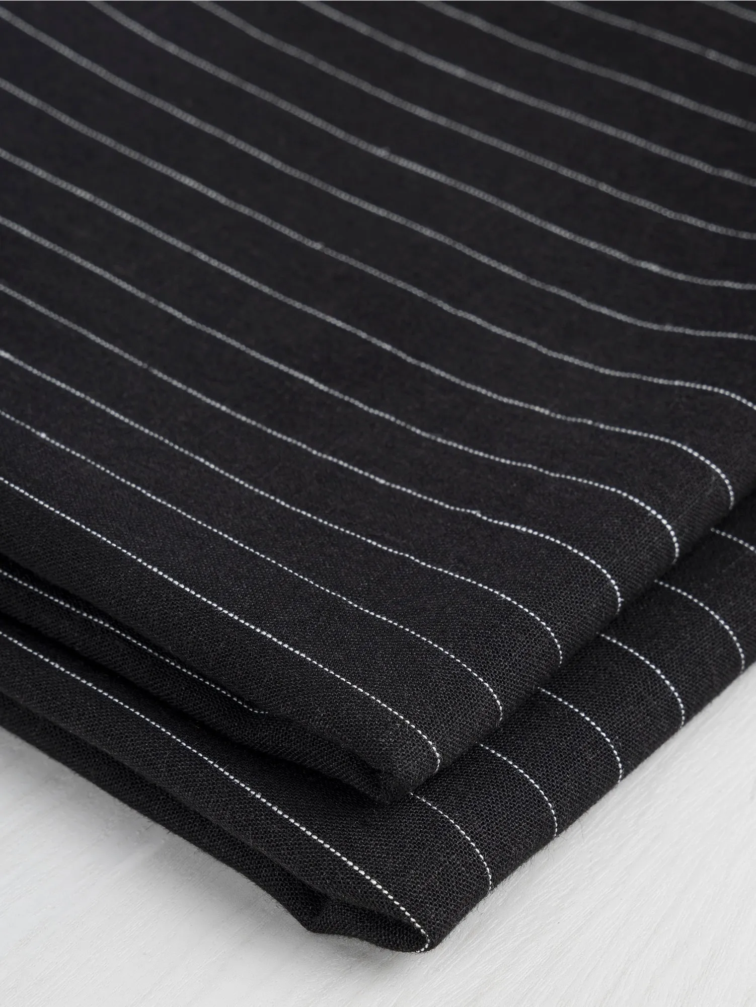 Pinstripe Cotton Suiting Deadstock - White   Black