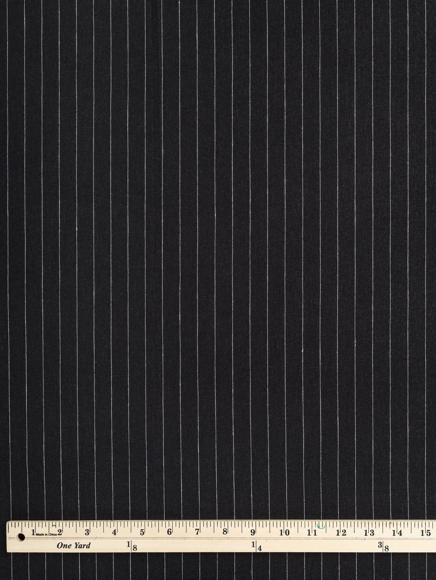 Pinstripe Cotton Suiting Deadstock - White   Black