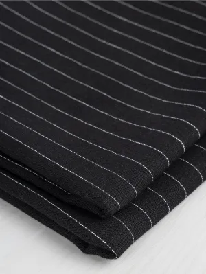 Pinstripe Cotton Suiting Deadstock - White   Black