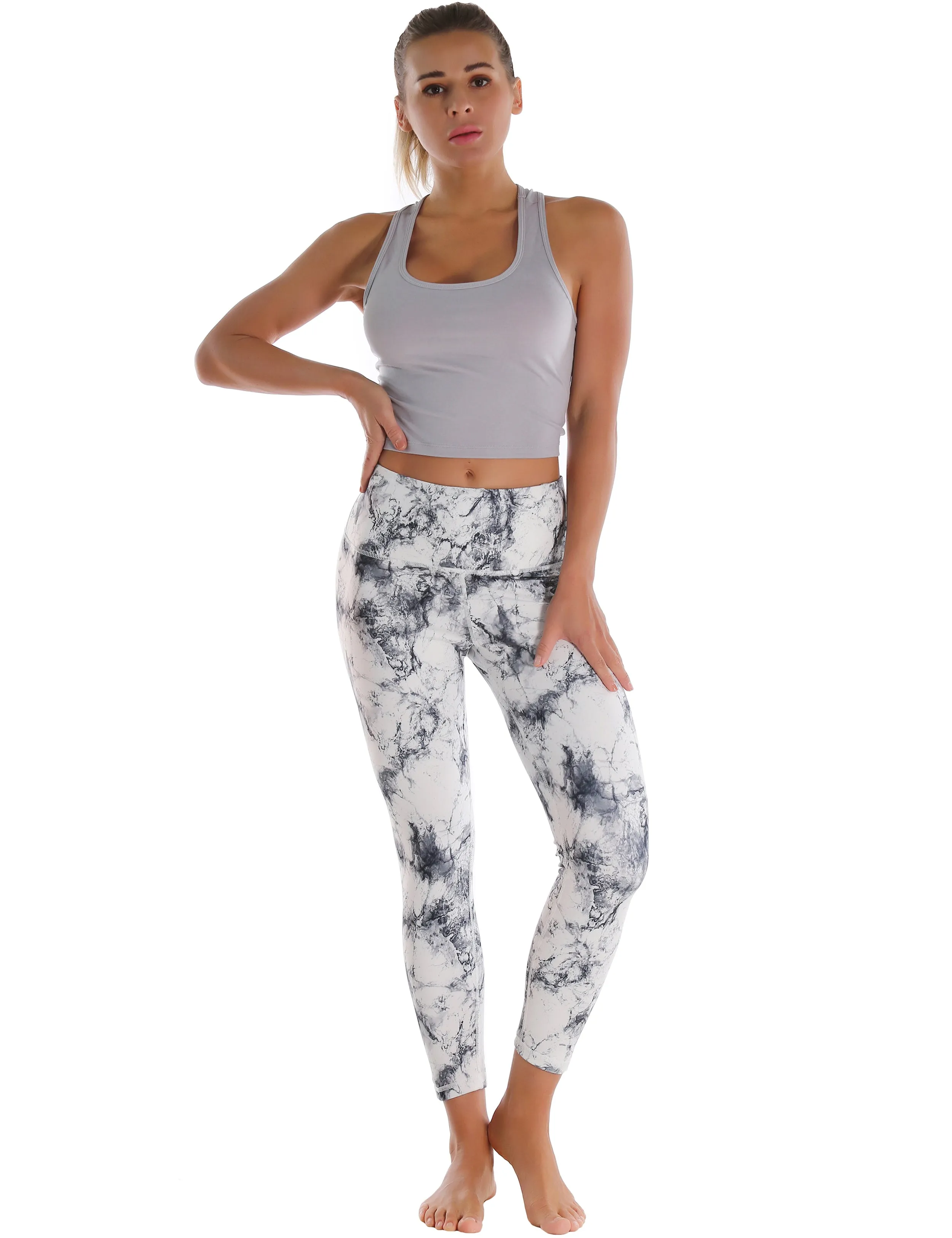 Racerback Athletic Crop Tank Tops heathergray_Biking