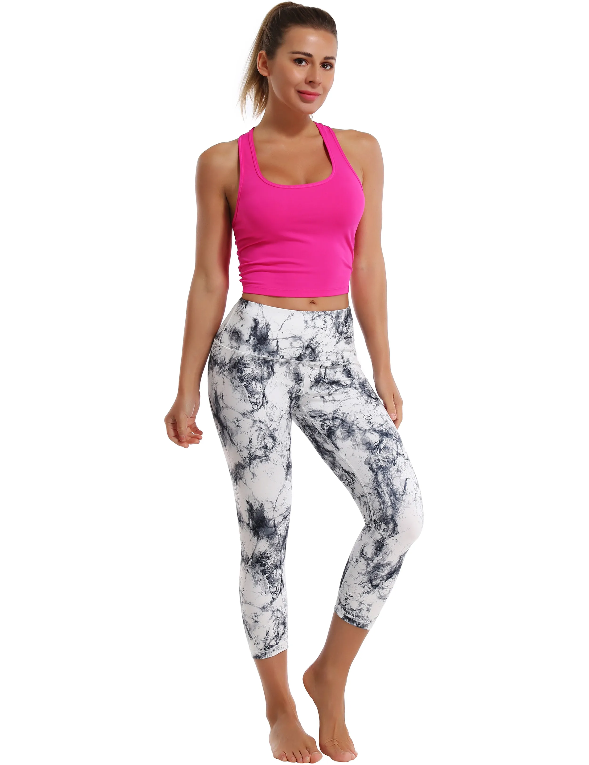Racerback Athletic Crop Tank Tops magenta