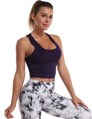 Racerback Athletic Crop Tank Tops midnightblue_Running