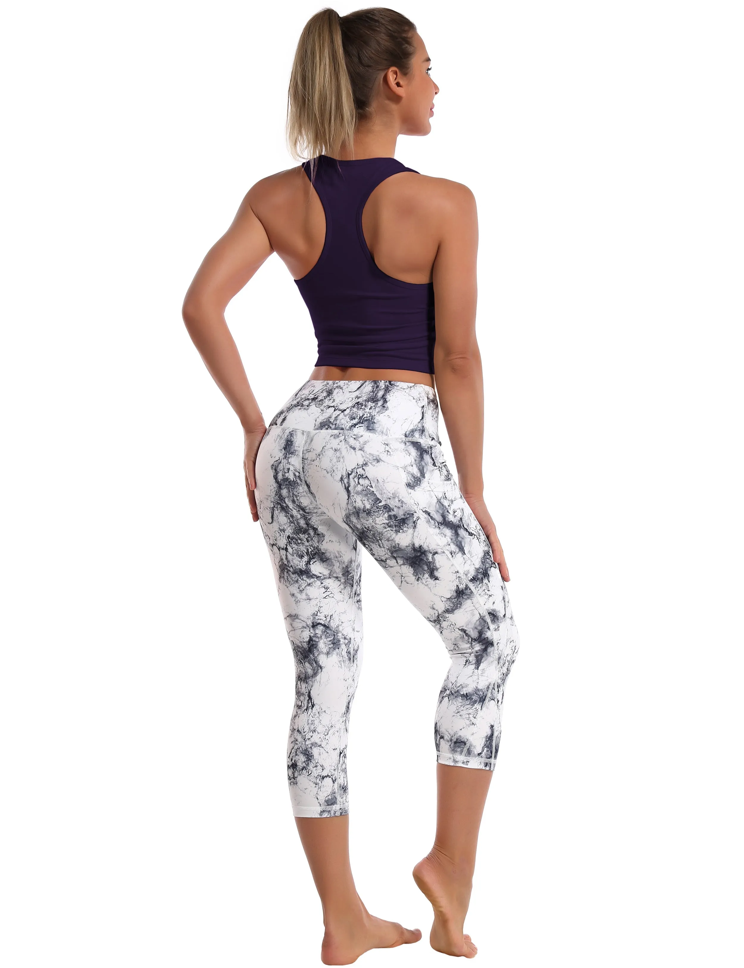 Racerback Athletic Crop Tank Tops midnightblue_Running
