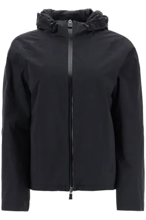 short black waterproof polyamide jacket with hood and zip GI00114DL 11128 NERO