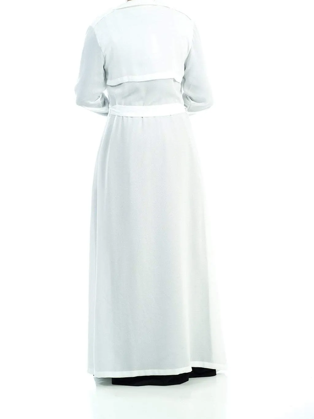 Solid classic Chiffon Maxi Trench Coat