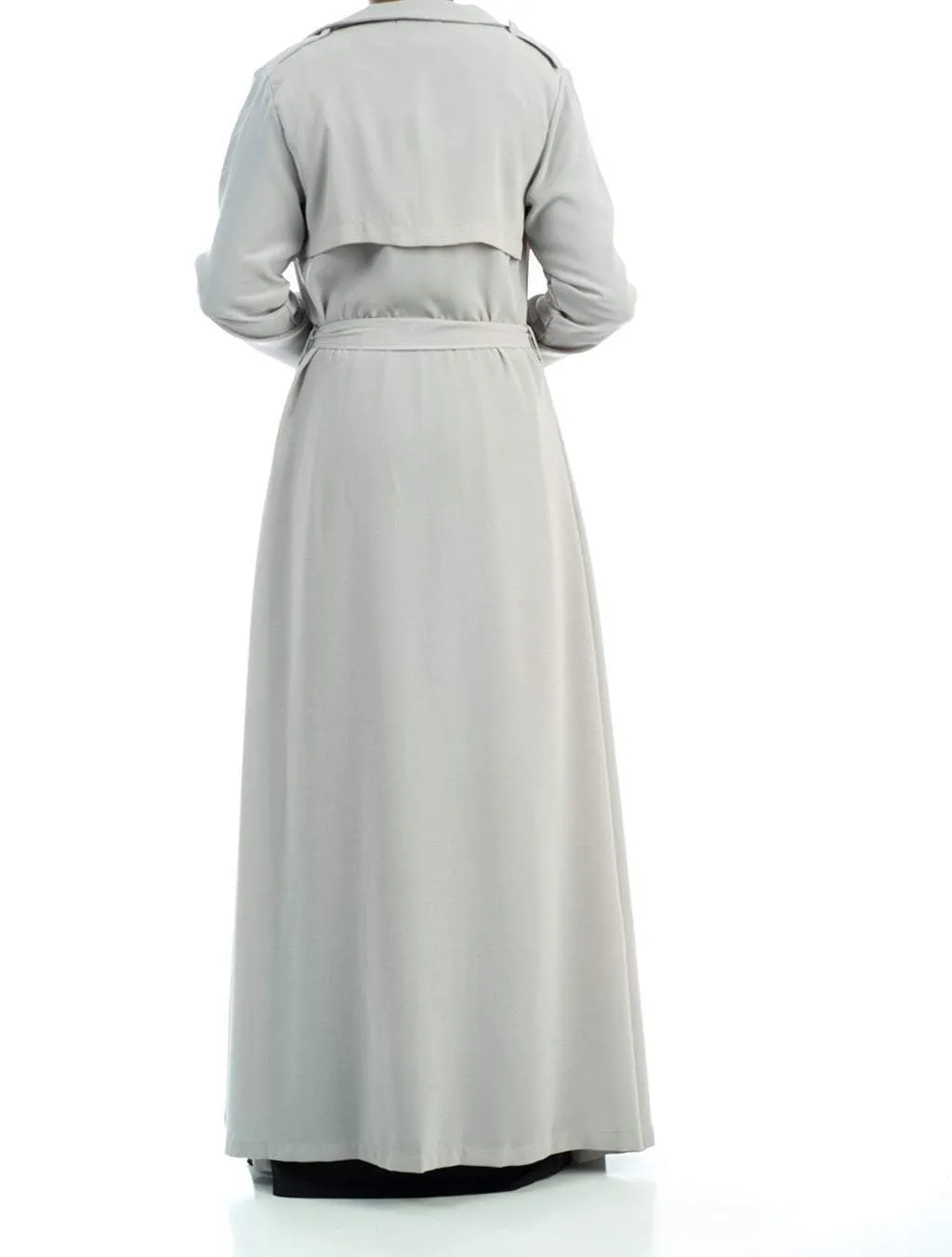 Solid classic Chiffon Maxi Trench Coat