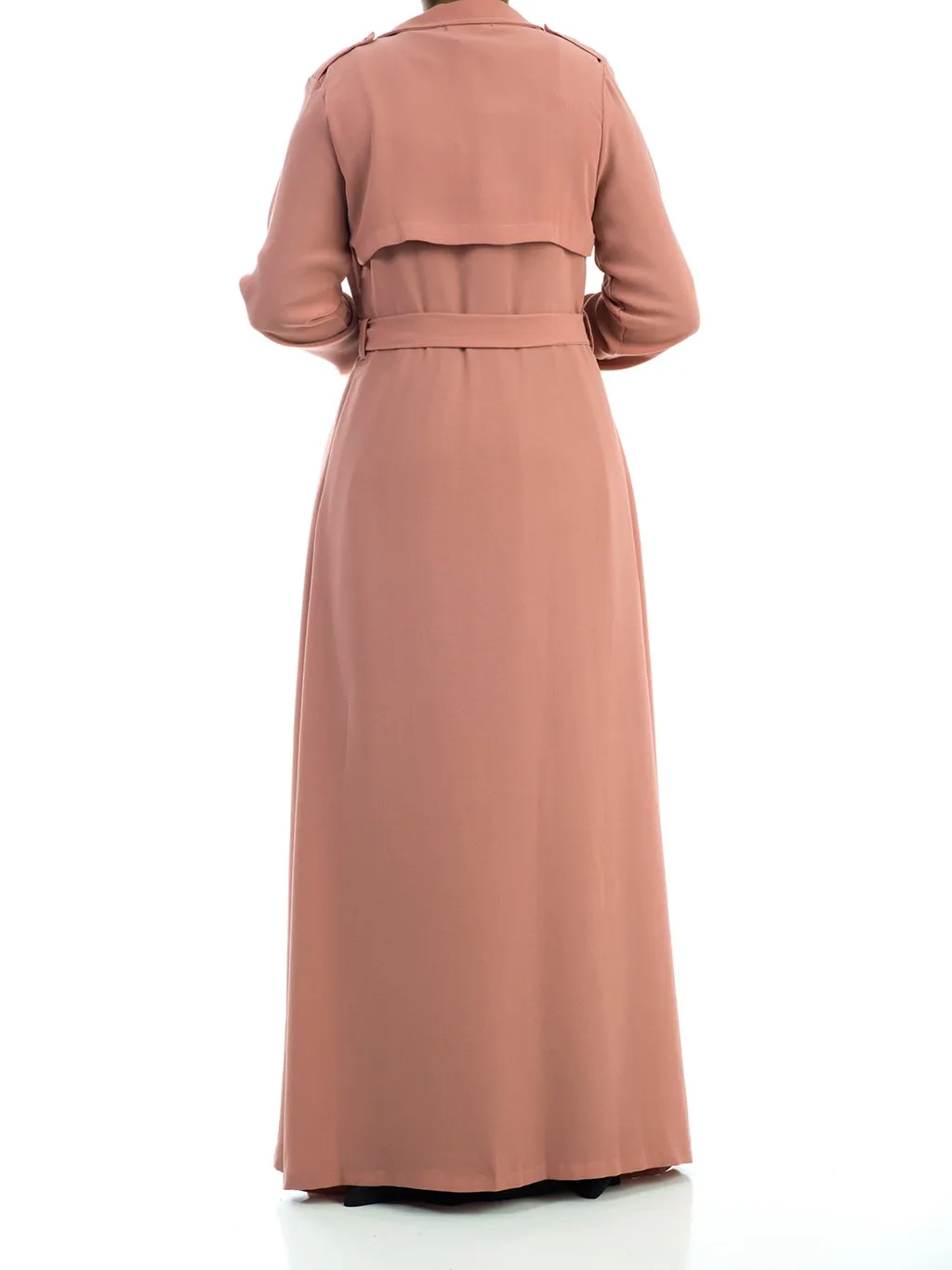 Solid classic Chiffon Maxi Trench Coat