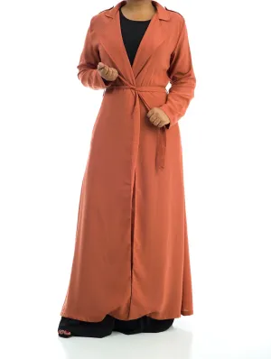 Solid classic Chiffon Maxi Trench Coat