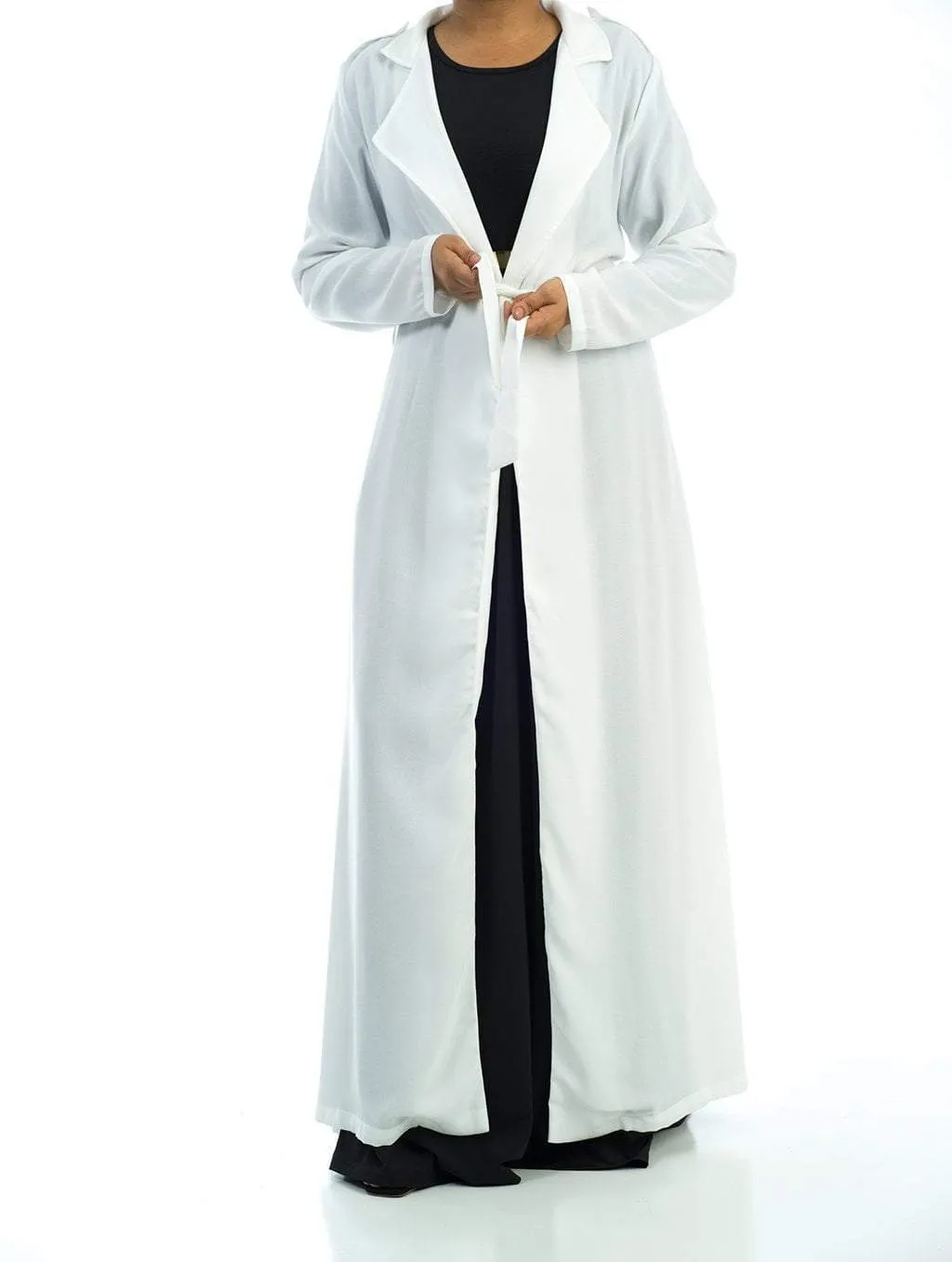 Solid classic Chiffon Maxi Trench Coat