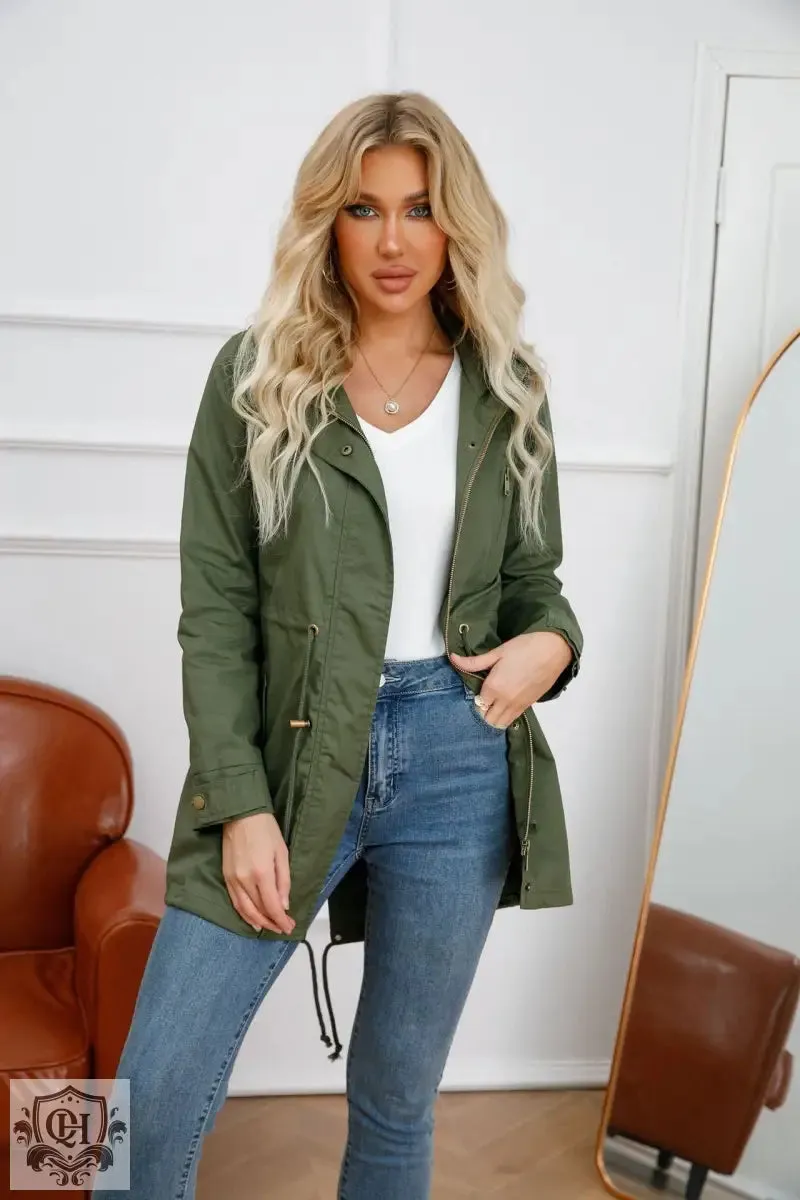 Solid Colour Hooded Coat