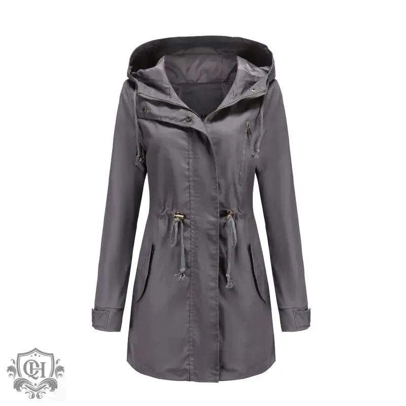 Solid Colour Hooded Coat