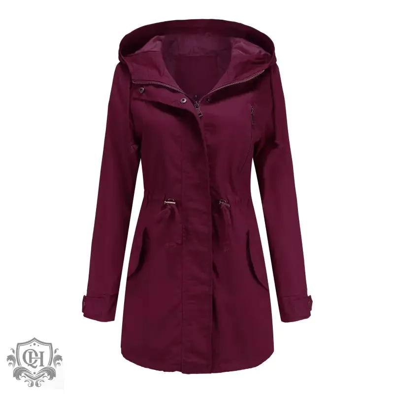 Solid Colour Hooded Coat