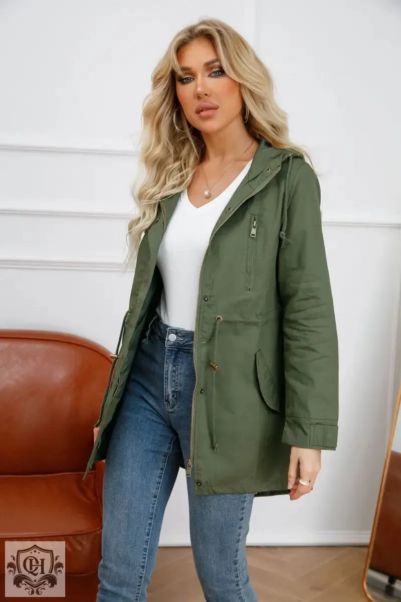 Solid Colour Hooded Coat
