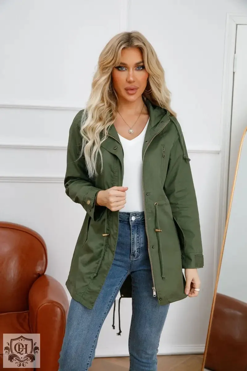 Solid Colour Hooded Coat
