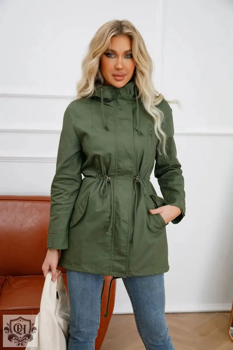 Solid Colour Hooded Coat