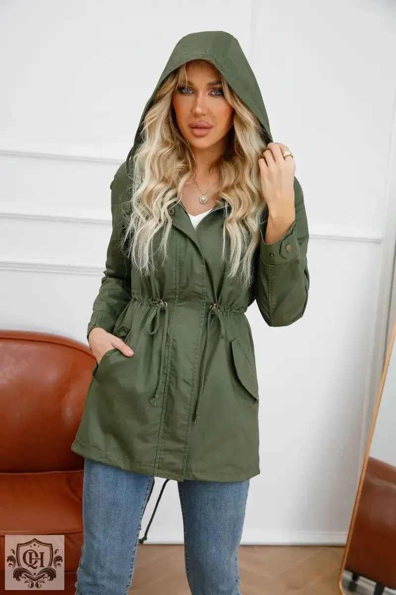 Solid Colour Hooded Coat