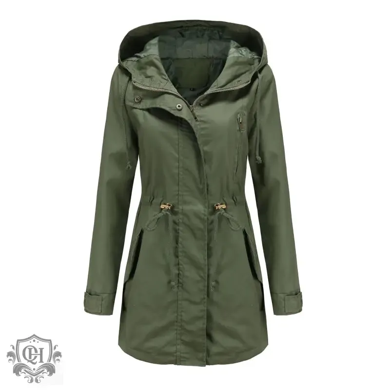 Solid Colour Hooded Coat