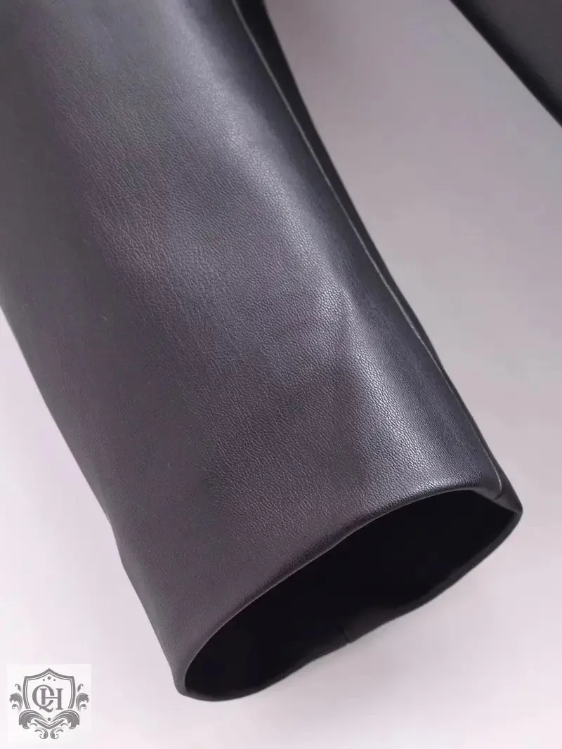 Stylish Faux Leather Overcoat