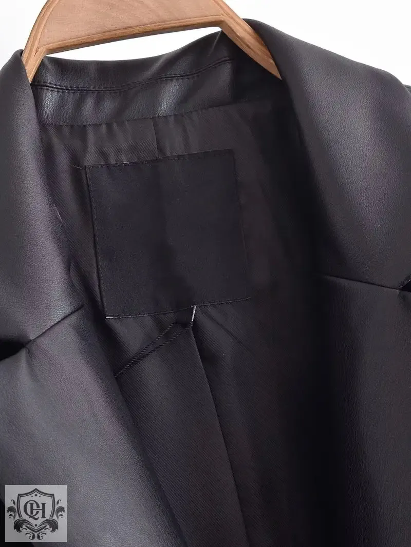 Stylish Faux Leather Overcoat