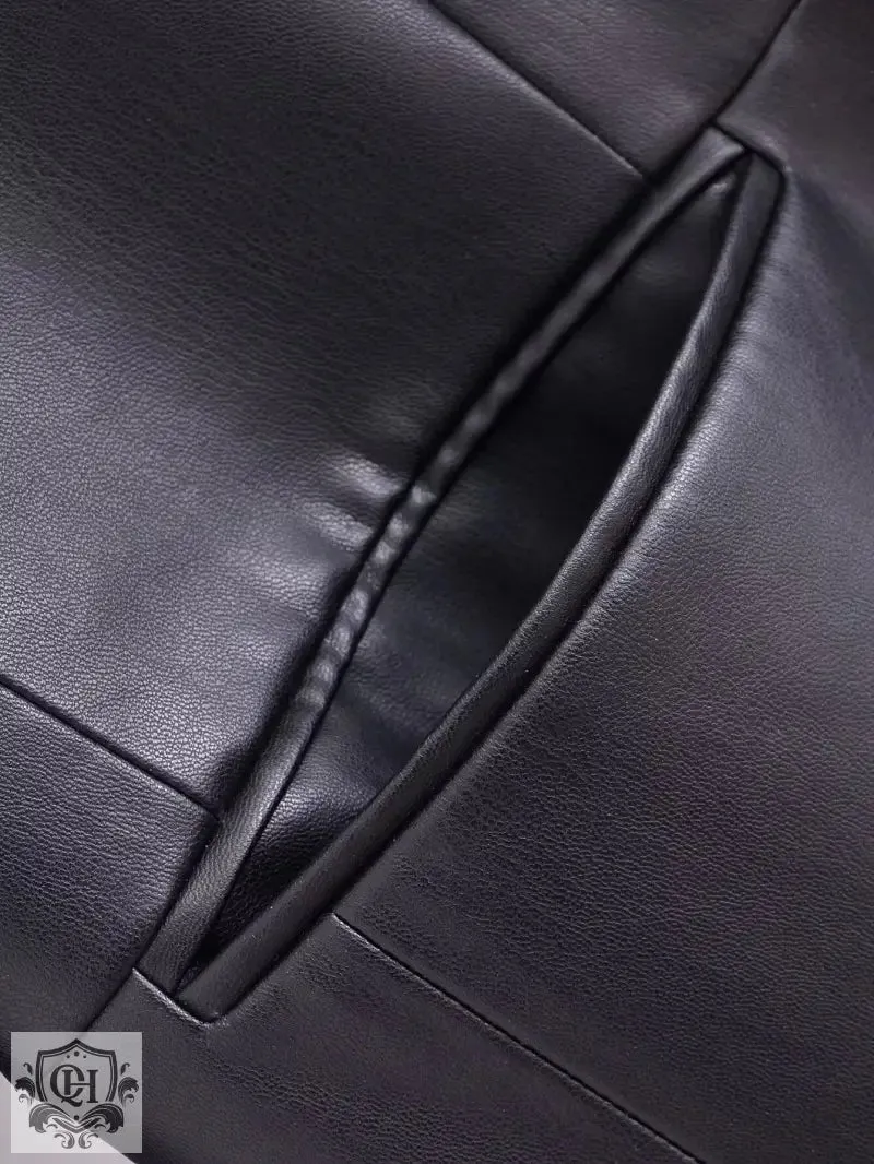 Stylish Faux Leather Overcoat