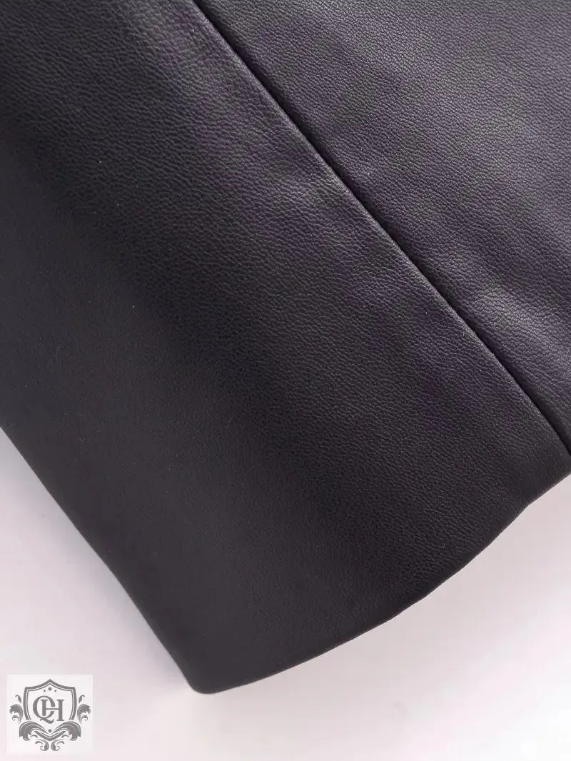Stylish Faux Leather Overcoat