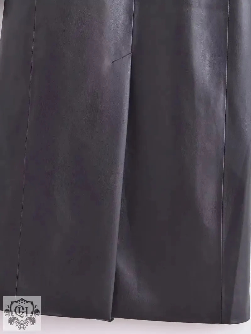 Stylish Faux Leather Overcoat