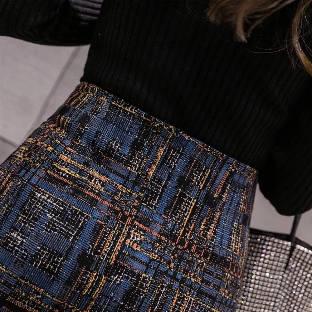 Vintage Plaid Pencil Skirt