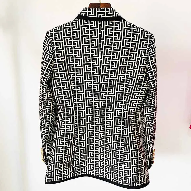 Women's Geometric Coats Monogrammed Blazer Outwear